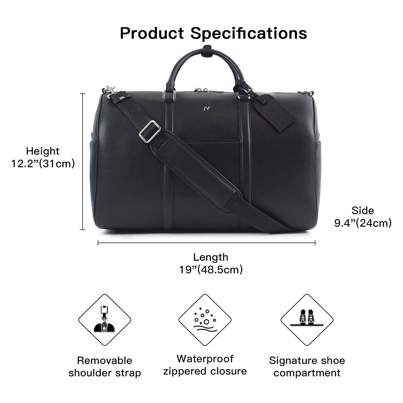 Luxury Cowhide Leather Travel Bag for Men – Large Capacity Weekend & Carry-On Bag