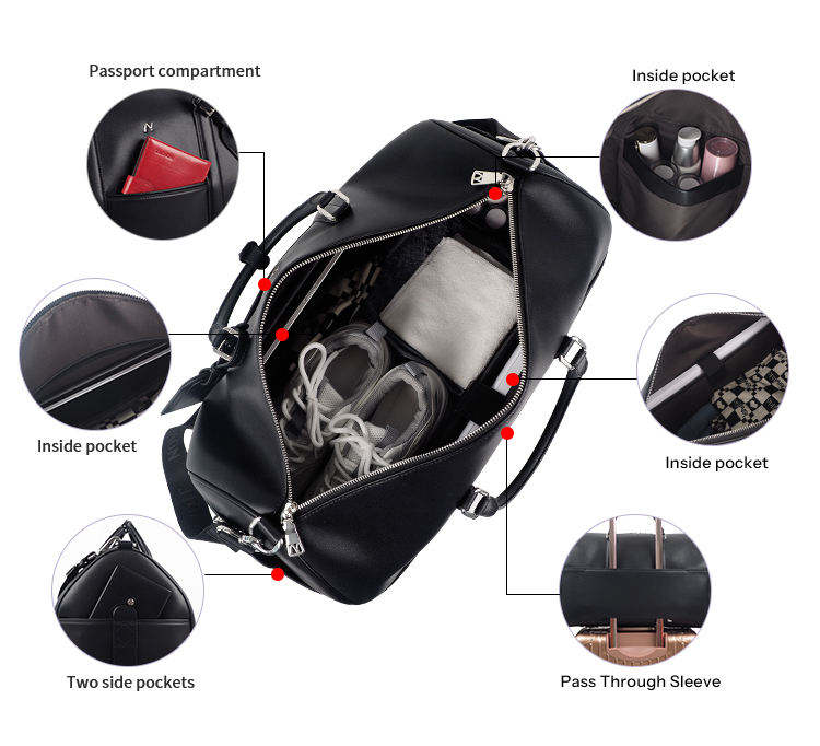 Luxury Cowhide Leather Travel Bag for Men – Large Capacity Weekend & Carry-On Bag