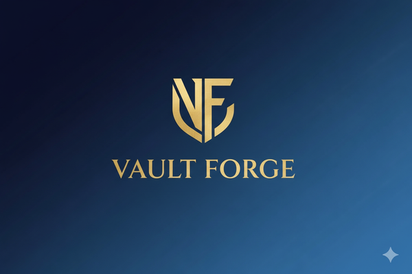 VAULT FORGE Logo with Gradient Background